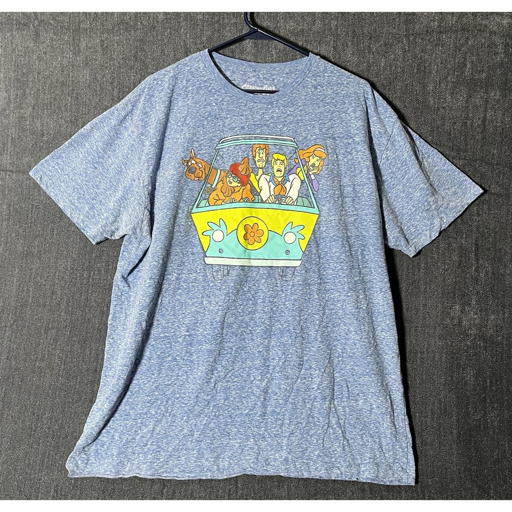 Scooby Doo Mens XL Blue Graphic Print Crew Neck Short Sleeve Lightweight Tee